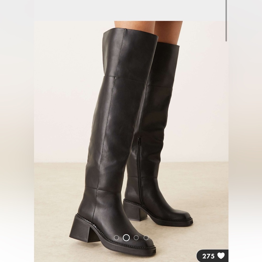 Zara Black Over-The-Knee Leather Boots